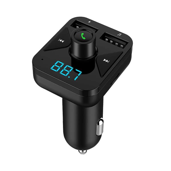 MP3 Musikafspiller FM Transmitter Bluetooth Trådløs Dobbelt USB Output Biloplader[D] Black