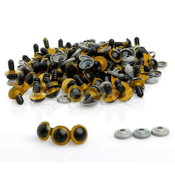 100 st/set 10mm Plast Säkerhetsögon för Teddybjörn för Dockor Djurdocka Hantverk