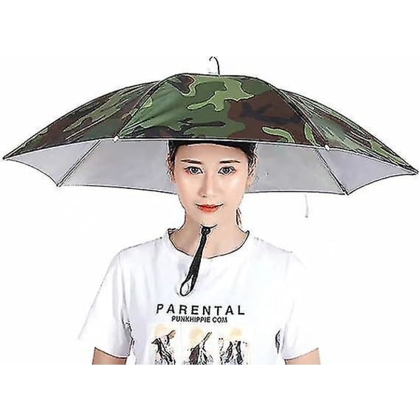 Paraplyhatt, 69 cm handsfree cap för vuxna och barn, UV-skydd Vattentät Vikbar för camping golf solskydd [kk] Camouflage