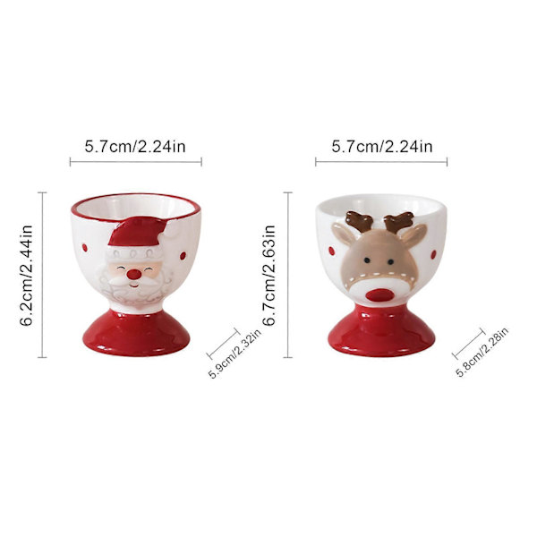 2-pack Jul Äggkopp, Rolig Jul Älg Äggkopp, Tecknad Jultomte Äggkoppar[D]