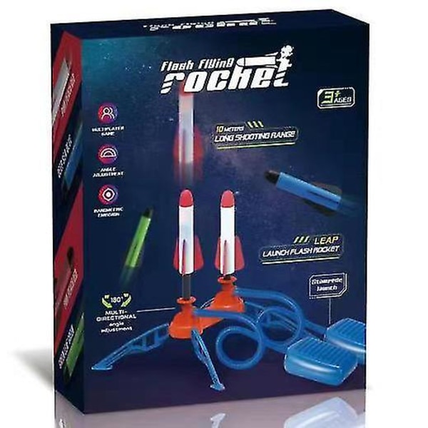 Raketleksak, 3 raketer och fotpump raketuppskjutare för barn, luftdriven hoppraket, pojkar flickor utomhusleksak