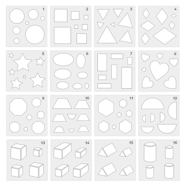 Geometrinen sapluunamalli lasten mielikuvitukseen DIY-maalauskäsityöhön [D]