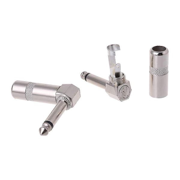 4 st Rätvinklig 1/4\" TS Mono Telefonplugg Gitarr Ljudkontakt 6,35mm Jack[D]