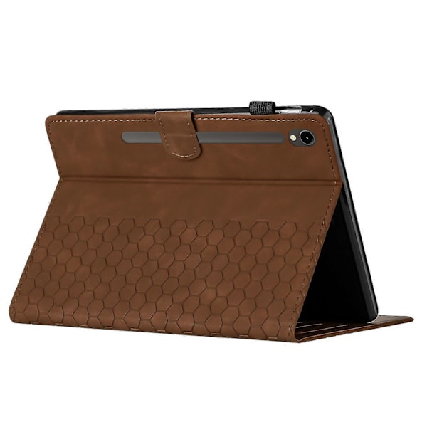 Fodral för Samsung Galaxy Tab S9 FE/S9, Honungsvax-Tryckt Lädertablettfodral med Kortfack