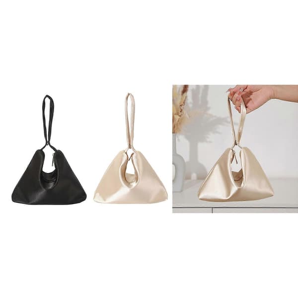 Sofistikert kveldsveske solid clutch med romslig interiør topphåndtak dumpling håndvesker for telefoner og kosmetikk[D] Black