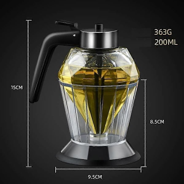 Hunajan annostelija, hunajapurkki jalustalla, hunajakannu - lasia, Premium Diamond -pullomuotoilu, tilavuus: 200 ml [D]