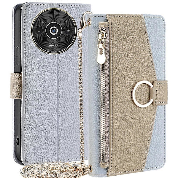 Mobiltelefonskal med spegel, kortfack och stativ för Xiaomi Redmi A3/Poco C61 4G - Läder Multicolor Style B