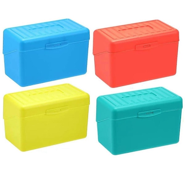 Indexkort Holder Box 3x5In, Flash Notekort Holder Box Organizer Case, 3x5 Indexkort Opbevaring Fil Box, 4 Farver Pakke