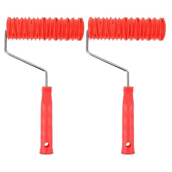 2 st Texturerad Gummi Roller Gips Textur Roller Mönstrad Målarroller Målarroller Väggdekor[D] Red 13.00X13.00X4.00CM