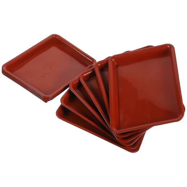 10 st Rektangulär Blomkruka Vattenbricka Rektangulär Växtfat Trädgård Växtkruka Hållare Brickor[D] Dark Red 20.00X15.50X2.50CM