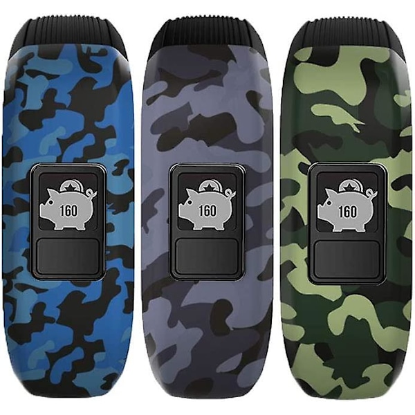 For Garmin Vivofit Jr/jr 2/3 Bands, Silikon Elastiske Utbyttbare Klokkeremmer For Barn Gutter Jenter Små Store (Ingen Sporing) - Små, 3 Pakk: Blå & Grønn & Grå