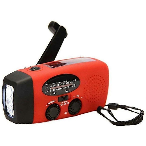 Vind opp radio, nødradio solcelledrevet bærbar 2000mah Powerflashlight