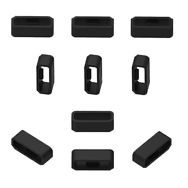 10 st Silikon Ersättningsringar för Klockarmband - Säkra Fästen, Bandhållare, Remslingor Kompatibla med Garmin Klockor Black 20mm