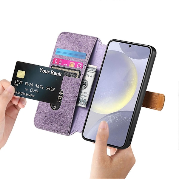 Plånboksfodral i Retro Läder för Samsung Galaxy A36 5G med Armband och Ställ [D] Multicolor Purple