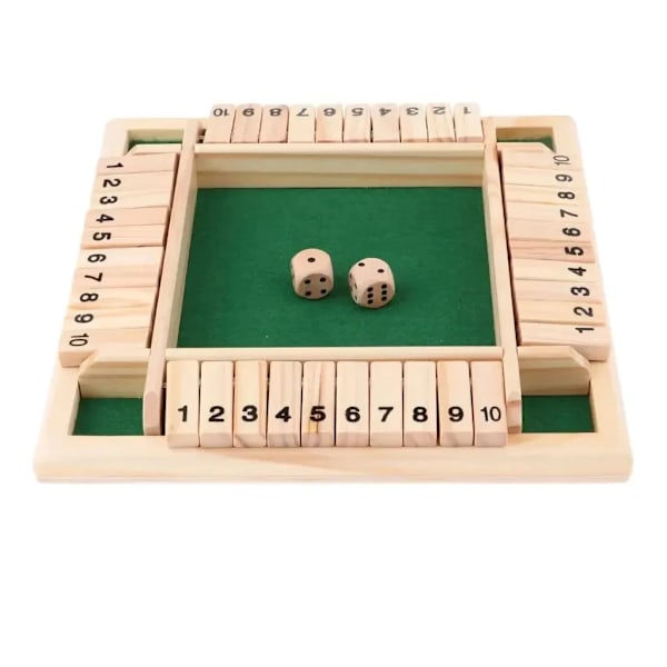 Deluxe Fyrsidig 10 Nummer Shut The Box Brädspel Set Tärningsfest Klubb Drickspel för Vuxna Familjer För Barn Vuxna(D) color NB200C1