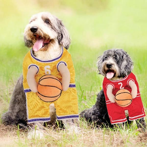 Hund Basketspelare Kostym Valp Sport Kostym Basket Hund Kostym (D) Yellow S