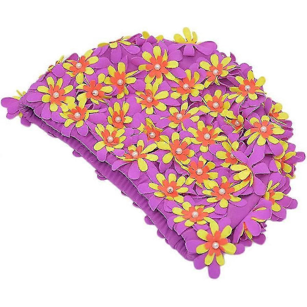 Badehætte med blomsterblad i retrostil til kvinder[D]
