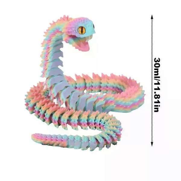 3D Orm Leksaker Ledade Tryckta Djur Flexibel Led Bordsdekor Modell Sensorisk Realistisk Djur[D] White