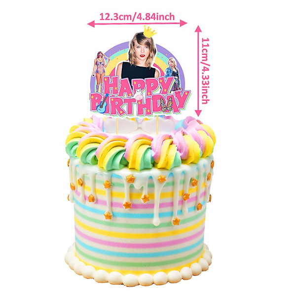 Taylor Swift-tema bursdagsfestutstyr inkluderer bannerballonger sett kake cupcakes topper dekorasjonsett
