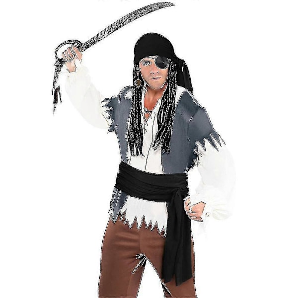 Piratdräkttillbehör Set Retro Durag Långsvansad Pirathatt Stor Sash Medeltida Renässans Tema Cosplay Klä Upp För Halloweenfest