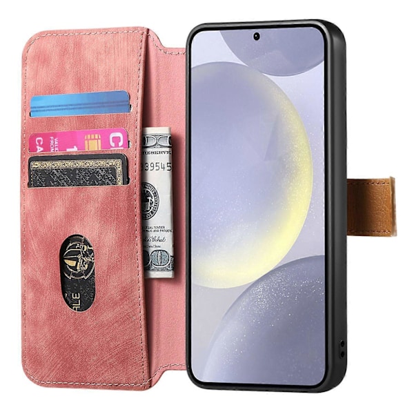 Plånboksfodral i Retro Läder för Samsung Galaxy A36 5G med Armband och Ställ [D] Multicolor Pink