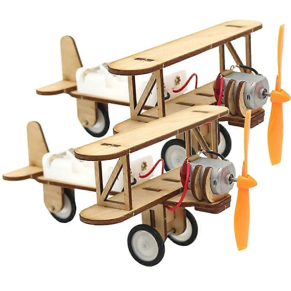 Träflygplansleksak för barn DIY-montering Perfekt för skrivbords- eller bokhylladekor 2st[D] Multi 16.00X15.00X12.00CM
