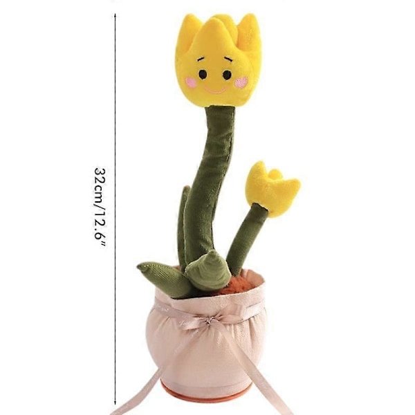 Snakkende Blomst Plysjleketøy Dansende Snakkende Gjentagende Multifunksjonell Tulip[D] Yellow