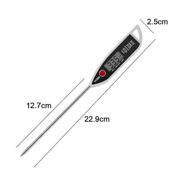 Digital Vattentermometer för Vätskor, Ljus, Omedelbar Avläsning med Vattentät Mat, Kött, Mjölk, Lång Sond Svart