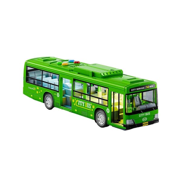 Legetøjsbus til børn, simulering, stor døråbning, lys, stemme, bybusmodel, simuleringsbus, legetøjsbus, bus, dreng