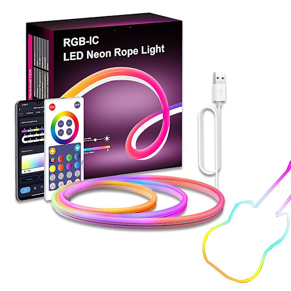 RGB LED Neon Repljus med 16 miljoner färger, Wifi Bluetooth Musikkontroll för Sovrum, Vardagsrum och Spel Dekor