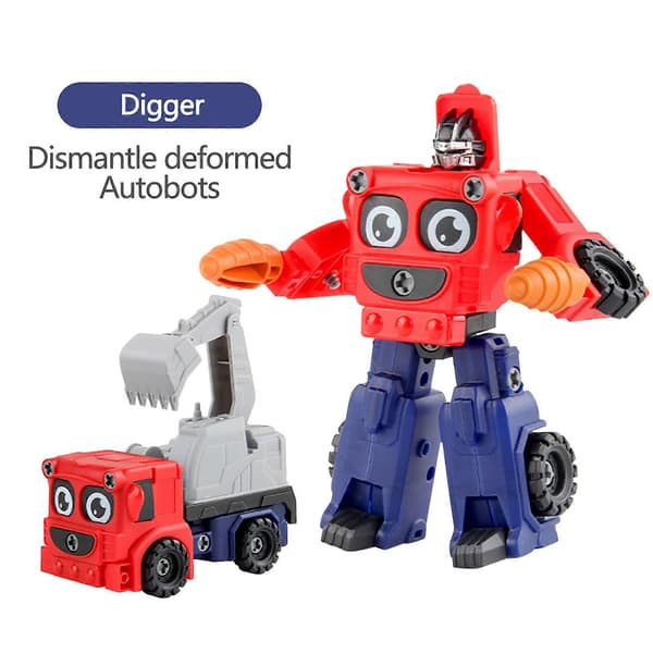 Billeksak Barnleksaker DIY Demontering Och Montering Deformationsbil Man Grävmaskin Lastbil Manuell Skruvmontering Deformationsbil[D] B