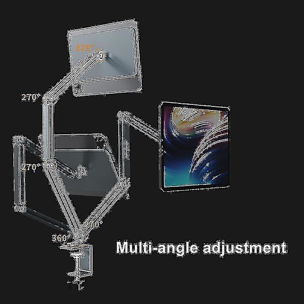 Magnetisk iPad-ställ med lång arm, justerbar tablethållare för iPad Pro 12,9 / 11 tum, aluminiumklämma för skrivbord