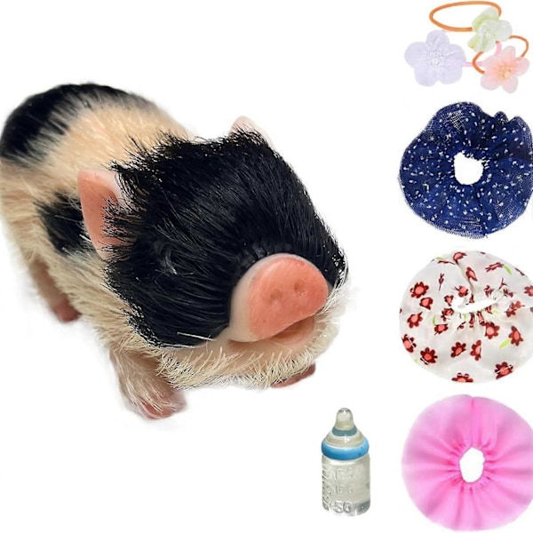 Livslik Mini Grisdocka Mjuk Mini Realistisk Söt Grisleksak Med Leksakstillbehör[D] D Free Size