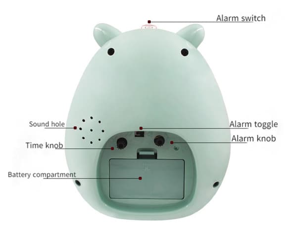 Väckarklocka för sovrum, tecknad hamster väckarklocka med nattlampa, student barn heminredning skrivbordsklocka