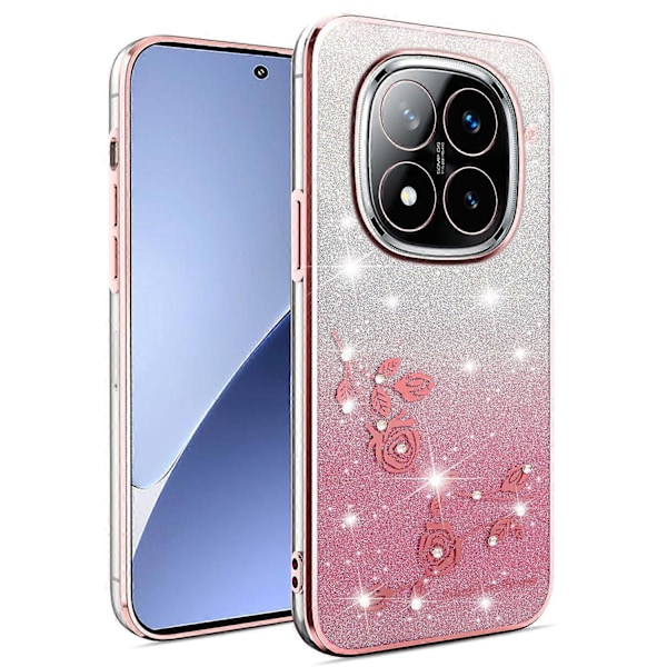KADEM Skal för Xiaomi Redmi Note 14 Pro 5G Fodral Blomma TPU Flexibelt Gradient Telefonskal -[D] Multicolor Rose Gold
