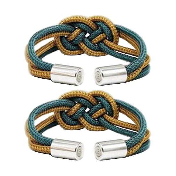 2 Pak Gardin Tiebacks Magnetiske Gardin Tiebacks, Dobbelt Farve Vævet Reb Knude Dekorative Gardin Holdbacks[D] As Shown