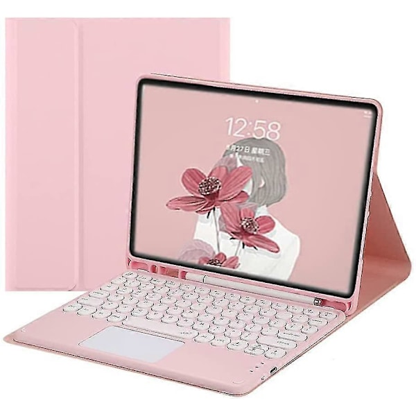 Galaxy Tab S6 Lite 10,4 Tommer 2020 Modell Sm-p610 Sm-p615 Tastaturveske Med Touchpad Søt Rund Nøkkel Farge Tastatur Avtakbar Bluetooth Touch Tastatur Pink