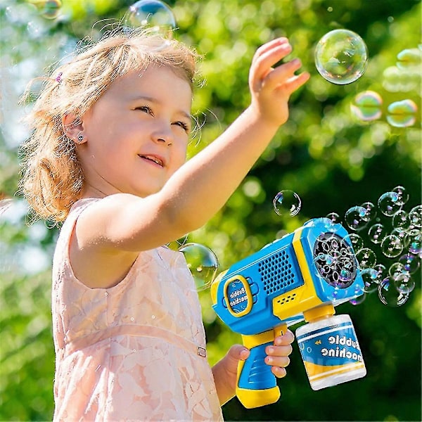 8-håls bubbelpistol för barn, bubbelmaskin, bubbelpistol för barn, automatisk bubbelpistol för småbarn, festgåva, födelsedagspresent [D] blue