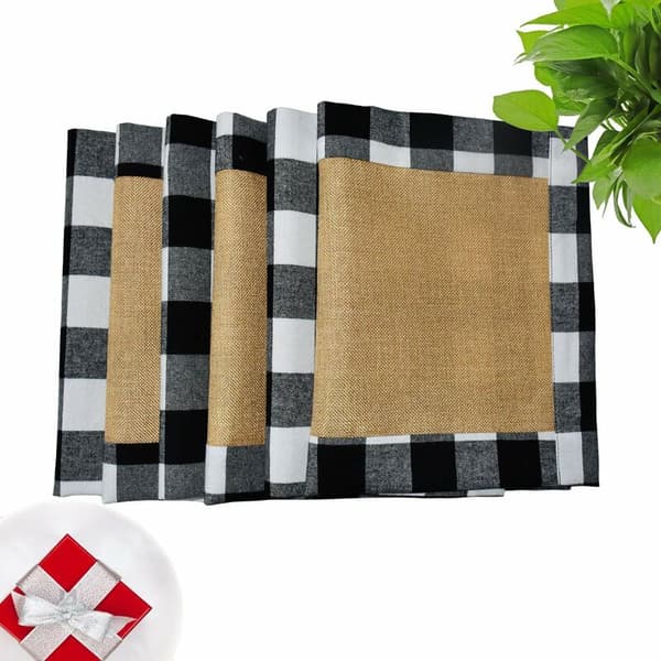 Jute Bordløper Underlag 6-Pakning 30x45cm Hvit og Svart[D]