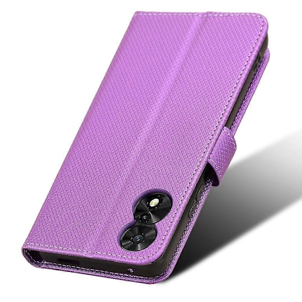 Mobilfodral för TCL 505 T509K T5094 med Diamantmönster i PU-Läder, Kortfack och Stativ Purple