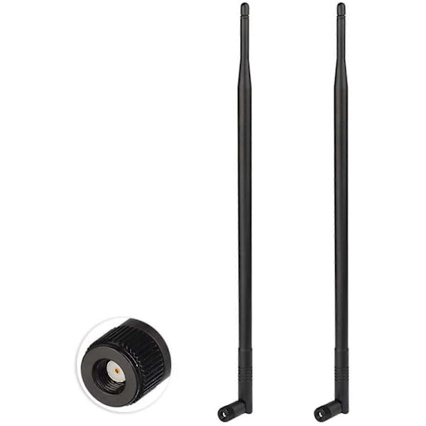 WiFi-antenn 12dBi 2,4 GHz med RP-SMA-kontakt för trådlös nätverksrouter etc. 2-pack black