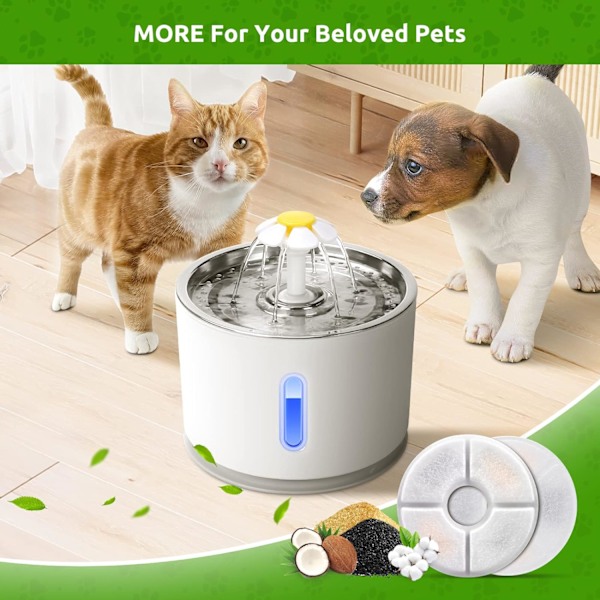Kattvattenfontänfilter, 16-pack utbytesfilter kompatibelt med 81oz/2,4L kattvattenfontän, Multi-Filtration System Aktivt kolfilter Round-16P
