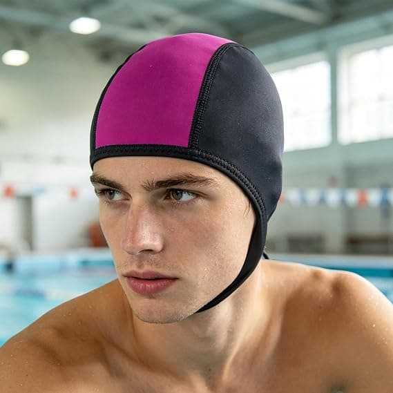 Dykkermykke - Surfehette (med hakestropp) - Svømmehette for menn (D)