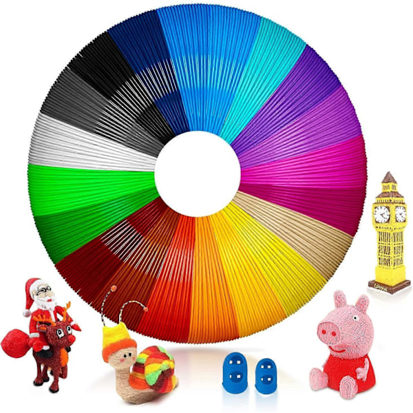 Pla 3D Filament, 1,75 mm 3D Refill, 5M 3D Filament 20 Farver Hver, Egnet til Børn og Voksne, 3D Pen Tilbehørsfilament til 3D Printer Pen[D]