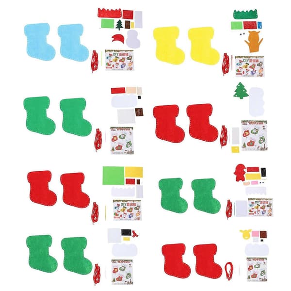 8 sæt julesokker, materiale til fremstilling af DIY syhåndværkstilbehør til børn [D]