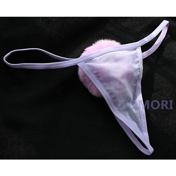 Kaise Sexiga stringtrosor för kvinnor Söt kaninsvans G-string Pälsboll Bikini T-rygg Cosplay Underkläder Party Kostymgåva[D] Purple