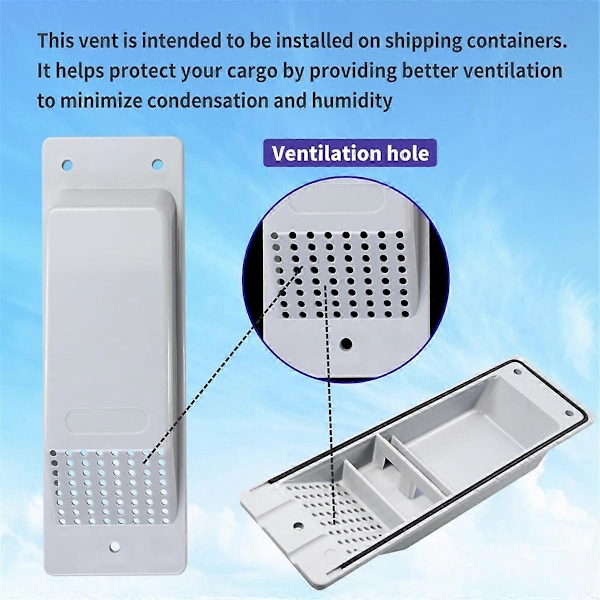 8-pack Containerluftventil, minskar värme och fuktighet för lastcontainers Flödesventilationskit Light Gray