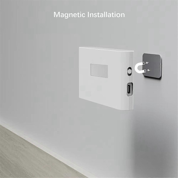 Genopladelig LED Intelligent Sensor Natlampe Bevægelsessensor Vægslampe til Soveværelse Gangskabets Belysning 2 stk. White