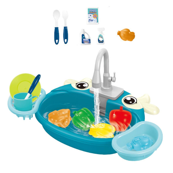 Kids Sink Dishwashing Set, with Running Water, Children Role Playing Toy for Holiday Gift