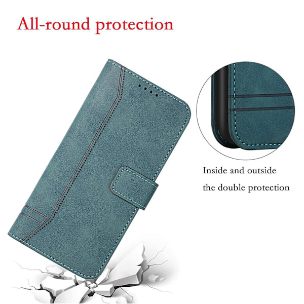 Læder Magnetisk Lukning Etui med Flip Wallet Støttefunktion Cover til [D] Green Samsung Galaxy A6 2018